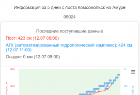 Информация по уровню воды в реке Амур,  по состоянию на 12.07.2021г.