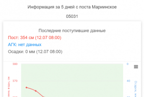 Информация по уровню воды в реке Амур,  по состоянию на 12.07.2021г.